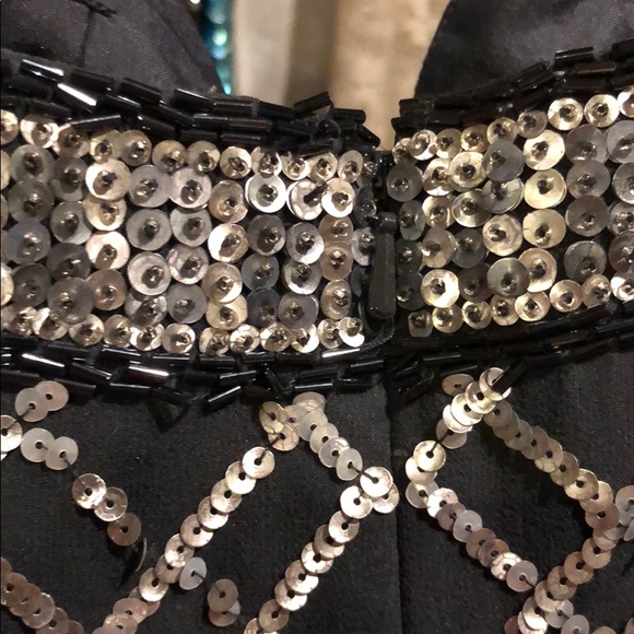 Neiman Marcus Silver Sequins gray strapless dress - Picture 9 of 10